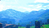 a video game scene with mountains in the background and the word tactics on the bottom right