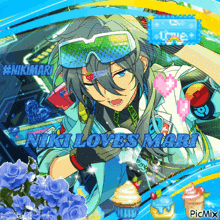 a picture of a boy with the words niki loves mari