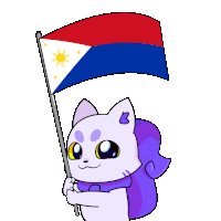 a cat holding a flag with the letter b on its back