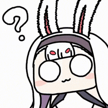 a cartoon drawing of a girl with a question mark above her head .