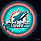phinz fan for life logo with a dolphin in the center