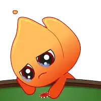 a cartoon character is crying while holding a red poker chip