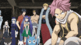 a group of anime characters including happy and wendy are gathered together