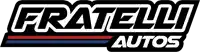 a logo for fratelli autos shows a red white and blue stripe