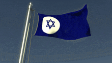 a blue flag with a white circle with a star on it