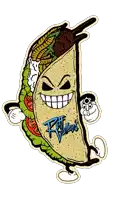 a cartoon drawing of a taco with the word raf valleys on it