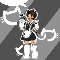 a drawing of a person dressed as a maid with cat ears