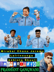 Achinta Sheuli Jeremy Lalrinnunga Mirabai Chanu Gold Medalist GIF - Achinta Sheuli Jeremy Lalrinnunga Mirabai Chanu Gold Medalist GIFs