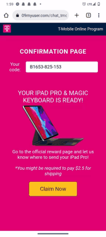 a confirmation page for a ipad pro and magic keyboard