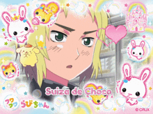 a picture of a man with the words suiza de choco