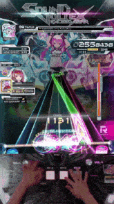 a person playing a video game with a score of 1121