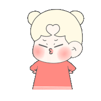 a cartoon drawing of a girl with a heart on her head blowing a kiss