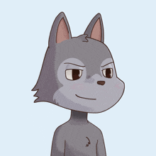 a cartoon drawing of a wolf with its arms outstretched and a serious look on its face