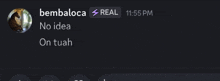 a screenshot of a message from bembaloca