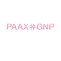 a pink logo for paax gnp with music notes