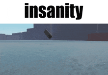 the word insanity is on a white background with a blue background