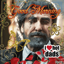 a picture of a man with a beard says good morning