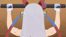a cartoon character is doing a pull up while wearing gloves with the letter z on them