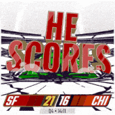 an advertisement for the scores of a football game
