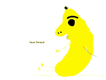 a drawing of a banana with a black eye and a pirate hat on top
