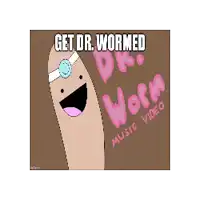 a cartoon of a worm with the words get dr. wormed on the bottom