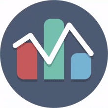a graph with a line going up and down in a circle free icon .
