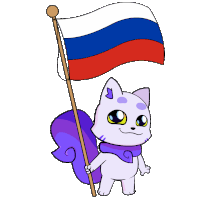 a cartoon squirrel holding a russian flag