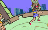 a cartoon of a man holding a baseball bat in his hand