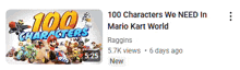 a screenshot of a video called 100 characters we need in mario kart world