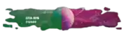 a green and purple brush stroke with the words ota sys forest on it