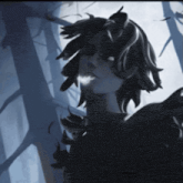 a black and white photo of a person with horns on their head