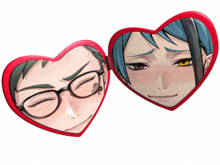 a heart shaped mirror shows a man with glasses