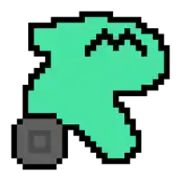 a pixel art drawing of a green glove with a black outline .