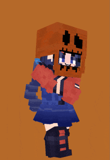 a girl with a pumpkin on her head is hugging another girl