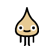 a cartoon drawing of a drop with a face and a smile