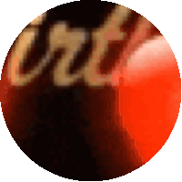 a close up of a coca cola logo in a circle