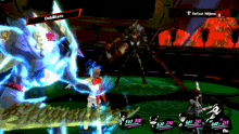 a video game is being played and the character 's stats are displayed