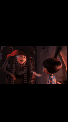 a cartoon character talking to another cartoon character