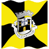 a black and yellow flag that says cidade de portalegre on it