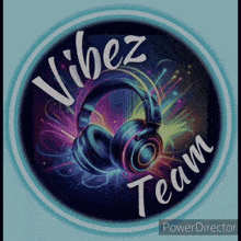 a logo for vibez team with headphones in the middle