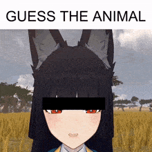 a picture of a girl with a cat ear and the words guess the animal above her