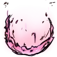 a drawing of a pink and black circle with the letter r on it