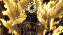 dio from jojo 's bizarre adventure is a cartoon character with his arms outstretched .