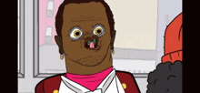 a cartoon drawing of a woman with a very strange face
