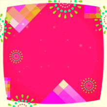 a pink background with arabic writing on it and a yellow border