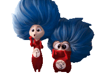 a cartoon character with blue hair and the number 3 on their shirt