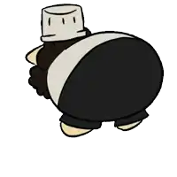 a cartoon character with a huge butt and a hat