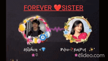 a picture of a girl and a boy with the words best sister on top