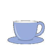 a penguin in a blue cup with the words good morning