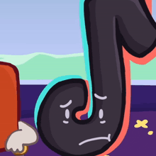 a cartoon drawing of a j with a sad face